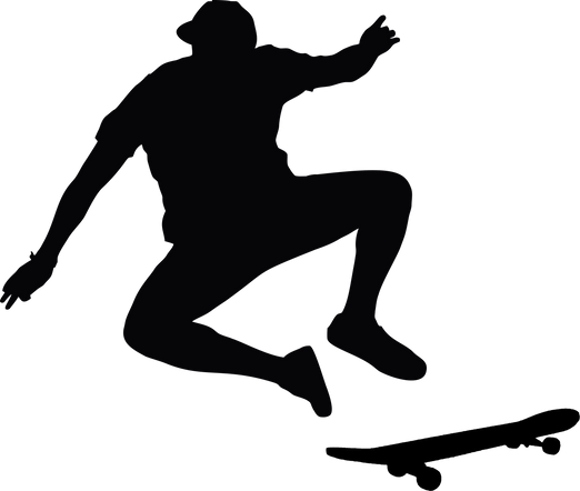 Man with Skateboard Silhouette